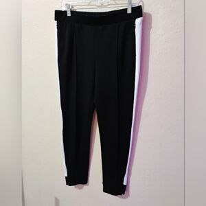 Chico's Size Medium Black & White Side-Stripe Knit Pants